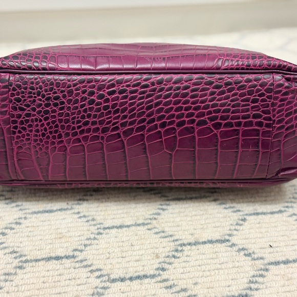 LONGCHAMP Chic Elegant Coquette Roseau Croc-Embossed Purple Leather Tote Bag - Picture 4 of 16